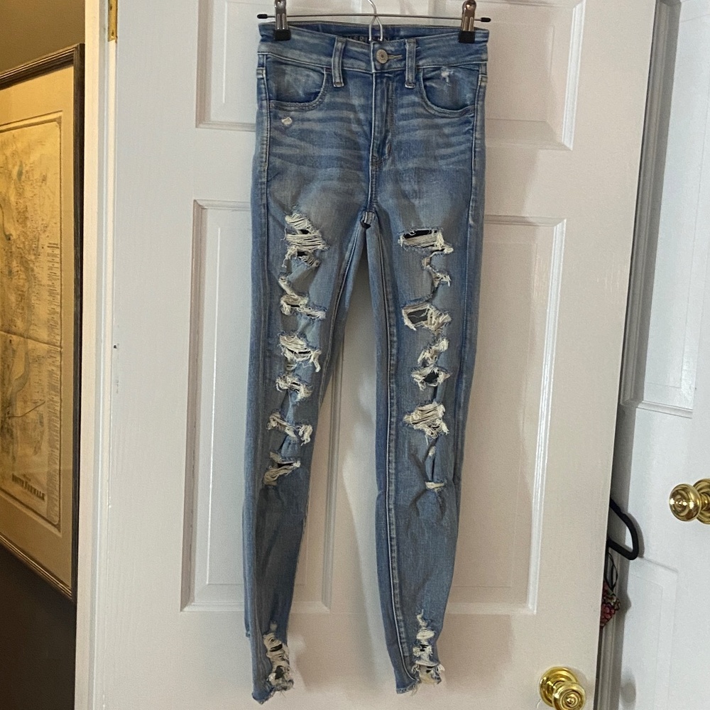 American Eagle Skinny Shredded Jeans